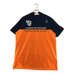 中古 メンズ ルコックスポルティフ le coq sportif 半袖シャツ LL 紺×オレンジ ネイビー モックネック