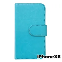 【新品未使用】 iPhone XR 手帳型スマホ ケース PUレザー スムースレザー (カバー色ブルー) 無地 水色 シンプル おしゃれ かわいい カード収納 携帯カバー flip2-muji-iphonexr-bl