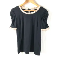 アンドラブ &LOVE カットソー 半袖 フリル キャザー袖 綿 黒 Mサイズ 946800