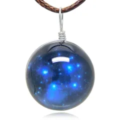再入荷★大人気★在庫限り 星空 宇宙 シンプル ガラス玉 夜光 天体 ネックレス レディース メンズ ペンダント 蓄光 アクセサリー プレゼント スターダスト1