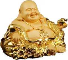 SATOMO 仏像 七福神 布袋様 置物 ゴールド 金運 風水 インテリア 玄関 縁起物 贈り物(台座なし)