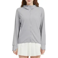 新品 [Sillictor] ラッシュガード レディース 長袖 フード付き 冷感 ラッシュ ジップ パーカー オーバーウェア 水着 大きいサイズ 日焼け対策 夏服 【通気速乾＆UVカット】