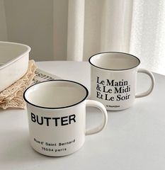 バターマグカップ 英字 | コップ マグ 韓国 キッチン雑貨 シンプル コーヒーカップ 英字 海外風