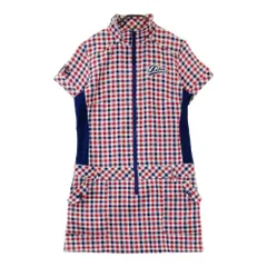 サイズ：L FILA GOLF フィラゴルフ  ハーフジップ 半袖ワンピース チェック柄 レッド系 [240101450021] ゴルフウェア レディース ストスト