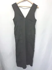 ◇ Θ natural couture ナチュラルクチュール Vネック 膝下丈 ジャンパースカート サイズF ブラック系 レディース E  【1507230002525】