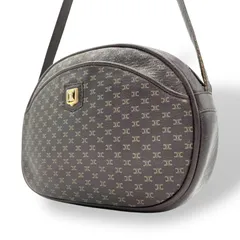 CELINE オールドセリーヌ マカダム柄 トリオンフ ショルダーバッグ 茶 ブラウン レザー ゴールド金具 斜め掛け可 ミニバッグ ポシェット レディース ヴィンテージ B1