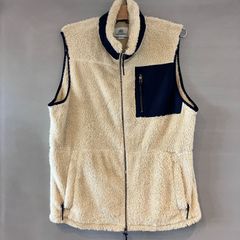 SURF SIDE SUPPLY サーフサイドサプライ ダブルジップ ボアフリースベスト ハイネック アイボリー 〜 クリーム ネイビー メンズ Lサイズ