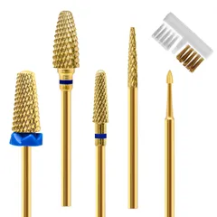 【在庫処分】CGBE 5個ネイルビット ゴールドネイルビット オフ 2.35mm 軸径 ネイルマシン ビット 研磨 爪磨き甘皮 ビット キューティクル除去 ジェルオフ 研削ネイル 自宅サロン用