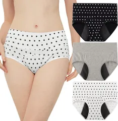 [INNERSY] サニタリーショーツ レディース 3XLサイズ  生理用ショーツ 下着 吸水ショーツ ハイウエスト 綿 生理用パンツ 女性用 大きいサイズ 昼夜用 漏れ防止 3枚セット 3XL 1V R10153