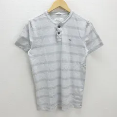 G■アバクロンビー&フィッチ/Abercrombie&Fitch ボーダーTシャツ/コットン【M】灰系/men's/108【中古】■