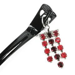 髪飾り 成人式 赤 振袖 前撮り 袴 黒 シルバー かんざし ラインストーン ピン クリップ クリスタルガラス クリスタル キラキラ No.9-4742