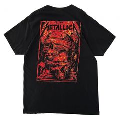 M メタリカ バンドTシャツ ロゴ バックプリント スカル コットン フェード ブラック レッド
