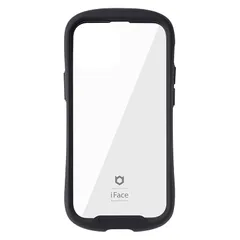 iFace Reflection iPhone 13 mini ケース クリア 強化ガラス (ブラック)【アイフェイス アイフォン 13mini カバー 透明 耐衝撃 米国MIL規格取得 ストラップホール付き】