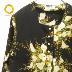 インゲボルグ INGEBORG セット シャツ ブラウス リボ パールボタン 花柄 864188i