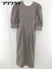◇ NICE CLAUP ナイスクラップ チェック 七分袖 ロング ワンピース サイズF ブラウン系 レディース  【中古】 【1111220012083】