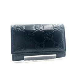 ■美品■GUCCI グッチ　グッチシマ　6連キーケース　レザー　本革　GG柄　ブラック　ゴールド金具　イタリア製　刻印あり138093・2184