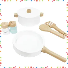 【在庫セール】木製 鍋 大きい フライパン 鍋セット なべ 塩 塩コショウ ままごと マグネット 安全検査適合 サクッと切れるままごと (鍋＆フライパンセット P&P)