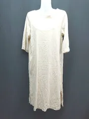 ◇ UNIQLO ユニクロ 無地 シンプル 綺麗め 大人 ロング丈 ワンピース サイズM ベージュ レディース E  【1308160011843】