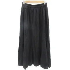 フリークスストア FREAKS STORE フレアスカート ロング丈 麻 リネン混 F ブラック 黒 /YM3