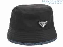 PRADA プラダ デニム バケットハット / ブラック PRADA プラダ バケットハット レディース・メンズ 帽子 三角ロゴ