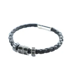 スワロフスキー SWAROVSKI ブレスレット アクセサリー バングル ロゴ 編み込み レザー 黒 ブラック ■GY19 /MQのサムネイル
