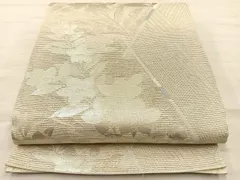 平和屋着物＊夏物　六通柄袋帯　草花文　銀糸　正絹　逸品　BAAT6559du
