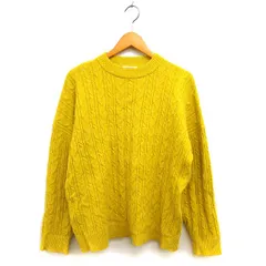 フリークスストア FREAKS STORE ニット セーター ケーブル編み リブ クルーネック ゆったり 長袖 F 黄 イエロー /NT8