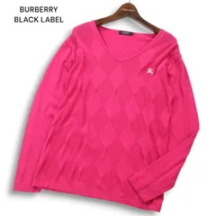 BURBERRY BLACK LABEL バーバリー ブラックレーベル 通年 ホース刺繍★ ダイヤ柄 長袖 ニット カットソー Sz.2 メンズ