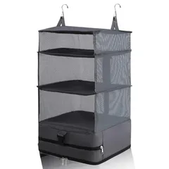 『軽量化 YKKファスナー採用』 クローゼット吊り下げ収納 インナーバッグ トラベルポーチ 吊り下げポーチ YKK 圧縮 旅行 出張 旅行ポーチ パッキング (グレー, L) [グレー] [L]