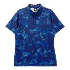 サイズ：M DESCENTE GOLF デサントゴルフ 2023年モデル 半袖ポロシャツ 総柄 ネイビー系 [240101229826]# ゴルフウェア メンズ