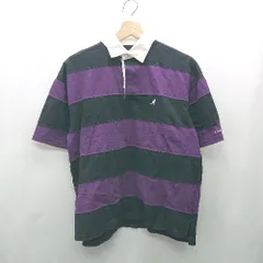 ◇ ⊂ KANGOL カンゴール ボーダー柄 ロゴ刺<!-利用不可文字-!> 半袖 ポロシャツ サイズM ホワイト ブラック パープル レディース E  【1501230000499】