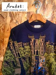Joseph Myerchin/ジョセフマイヤーチン 古城柄デザインニット 騎馬兵刺繍