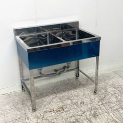 未使用B品 2槽シンク W900×D600×H800 流し台 ステンレスシンク 業務用シンク 厨房 ②
