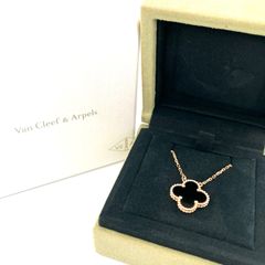 【鑑定済み】正規品  ヴァンクリーフ＆アーペル Van Cleef & Arpels ヴィンテージ アルハンブラ  ネックレス  VCARA45800  750YG  オニキス  K18YG