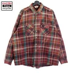 90s USA製 vintage FIVE BROTHER チェック柄 ヘビーネル 長袖シャツ メンズ 表記XXLサイズ