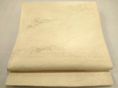 B◇着物くつろぎ 美品 夏物 山に霞 金銀糸 六通 正絹 薄物 絽 紗 袋帯