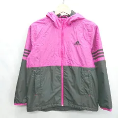 ◇ Θ adidas アディダス キッズ 長袖 ジャンパー サイズ150 ピンク ブラック 女の子 E  【1502060045483】