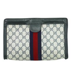 本物 グッチパフューム GUCCI PARFUMS シェリーライン GGスプリーム クラッチバッグ セカンドバッグ ベージュ ネイビー バッグ 中古 【フォロー割】
