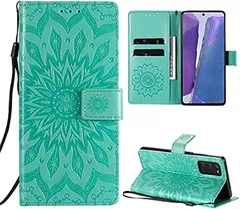 DEMUXI Samsung Galaxy 手帳型ケース サイドマグネット PU合皮 カード収納 TPU ストラップ付き スタンド機能(緑,  Samsung Galaxy S20)