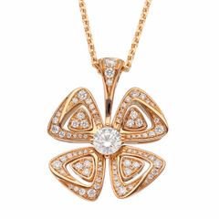 BVLGARI ブルガリ ダイヤモンド(トータル0.60ct)フィオレヴァー ネックレス 355885 750 K18 PG ピンクゴールド イタリア【送料無料】【中古】25080314