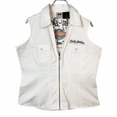 Harley Davidson ベストシャツ 刺繍ロゴ 白色 L 1258 - メルカリ