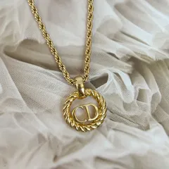 【極美品】クリスチャンディオール ネックレス 丸型 CDロゴ ラインストーン GPメッキ ゴールド 中古 レディース 極美品 ChristionDior Vintage Necklace Choker Vintage アクセサリー ヴィンテージ 22221