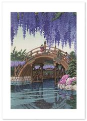 川瀬巴水 ポスター 複製 (亀戸の藤) A3サイズ 日本製 日本画 インテリア 壁紙用 絵画 アートポスター