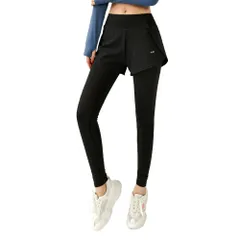 MORGEN SKY レディース ジョガーパンツ ヨガパンツ レギンス ショートパンツ 短パン 9分丈 スパッツ 一体型 部屋着 ジム ヨガウェア フィットネス スポーツ トレーニング ポケット付き ハイウエスト 美脚 ストレッチ 通気 速乾 CK115