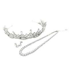 LoveTiara ラブティアラ ブライダルアクセサリー ティアラ ネックレス ピアス 3点セット   シルバーカラー クリアストーン レディース  　240001146700