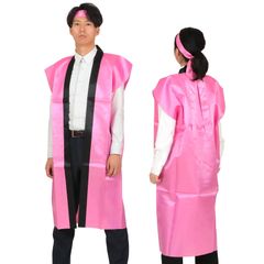 新品 アーテック サテンロングハッピ 桃 L(ハチマキ付) 001151