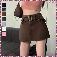 キュロットデニムスカート ハイウエスト レディース ベルト付きミニスカパン チラ見せ防止 タイトスカート セクシー ショートスカート 韓国おしゃれ 美脚ボトムス 春秋スカートレトロ 細見え台形スカート カッコイイボトムス