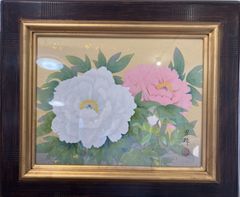 金武翠輝　紅白牡丹額　美術年間掲載作家　極美品　エクセルヒューマン社