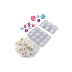 【Ever garden】キューブ ２個セット 穴あき タイプ シリコンモールド レジン アクセサリー パーツ 作成 ネックレス イヤリング ピアス ペンダント キーホルダー シリコン モールド アロマストーン 石膏 手作り 石鹸 キャンドル 樹脂 粘土  0