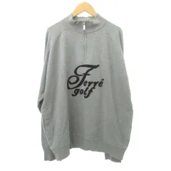 ジャンフランコフェレ GIANFRANCO FERRE セーター ニット ハーフジップ ハイネック ロゴ 薄手 約Lサイズ グレーのサムネイル